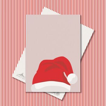 Carte postale de Noël "Chapeau de Père Noël" rose - carton pâte à bois 4