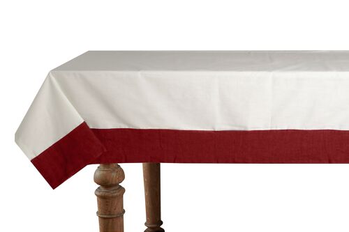 Tablecloth 50% Linen/Cotton, Natural with Linen Cherry Red Edges