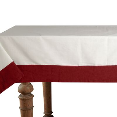 Nappe 50% Lin/Coton Naturel avec Bords Lin Rouge Cerise