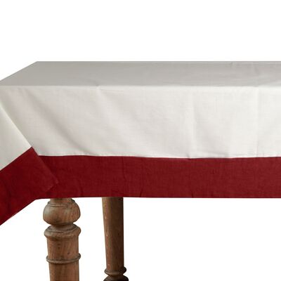 Tablecloth 50% Linen/Cotton, Natural with Linen Cherry Red Edges
