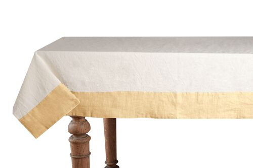 Tablecloth 50% Linen/Cotton, Natural with Linen Yellow Edges