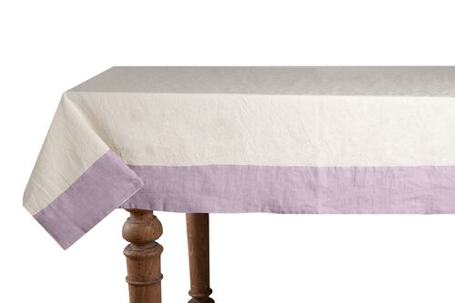 Tablecloth 50% Linen/Cotton, Natural with Linen Lilac Edges