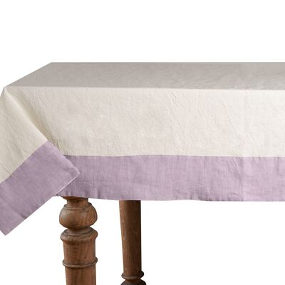 Tablecloth 50% Linen/Cotton, Natural with Linen Lilac Edges