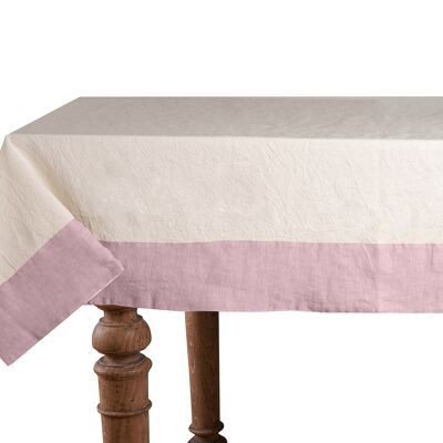 Tablecloth 50% Linen/Cotton, Natural with Linen Pink Edges