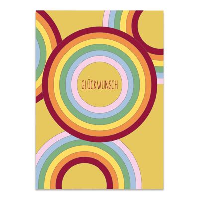 Cartolina arcobaleno "Congratulazioni" giallo senape - cartone riciclato 300g