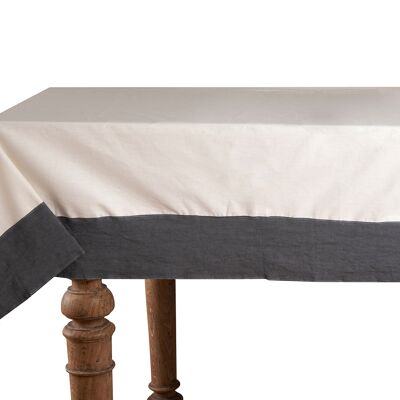 Tablecloth 50% Linen/Cotton, Natural with Linen Dark Grey Edges