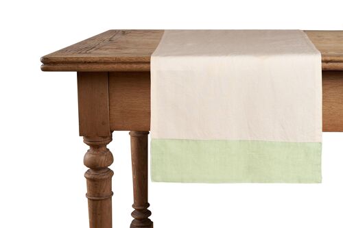 Runner, 50% Linen/Cotton, Natural with Linen Light Green Edges