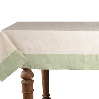 Tablecloth 50% Linen/Cotton, Natural with Linen Light Green Edges