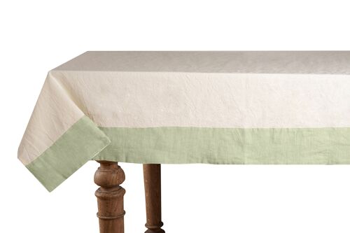 Tablecloth 50% Linen/Cotton, Natural with Linen Light Green Edges