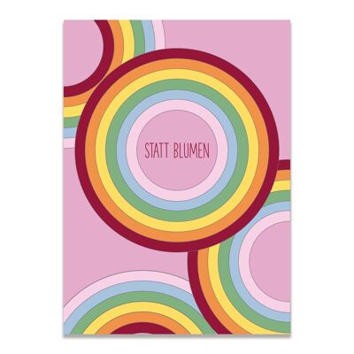 Postcard rainbow "instead of flowers" pink - 300g recycled cardboard