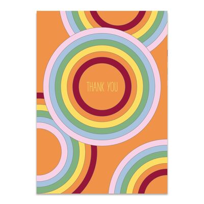 Cartolina arcobaleno "Grazie" arancione - cartone riciclato 300g