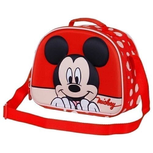 Disney Mickey Mouse Bobblehead-Bolsa Portamerienda 3D, Rojo