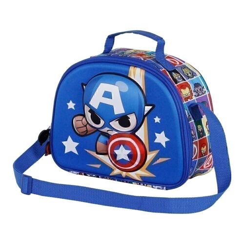 Marvel Capitán América Punch-Bolsa Portamerienda 3D, Azul