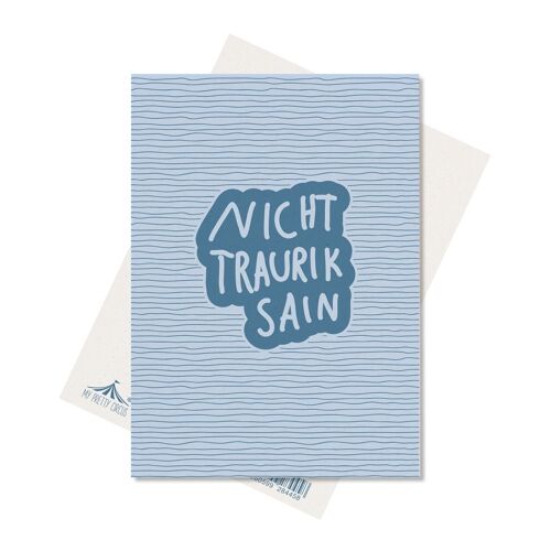 Postkarte Wasser "Nicht Traurik Sain" Hellblau - Holzschliffpappe
