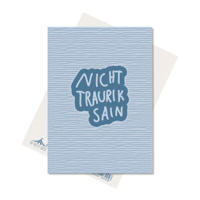 Cartolina acqua "Not Traurik Sain" azzurro - cartoncino pasta di legno