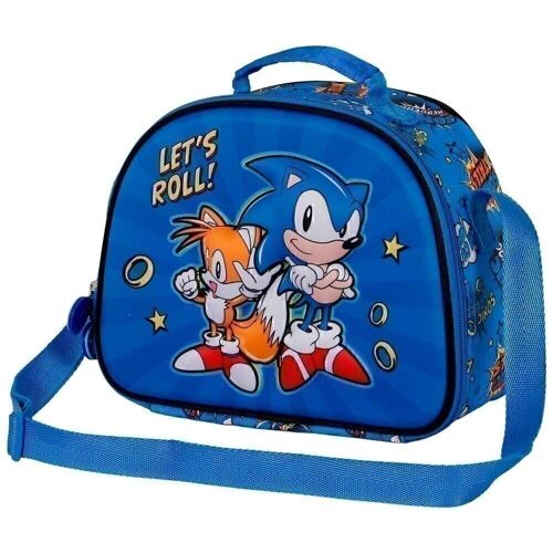 Sega-Sonic Lets roll-Bolsa Portamerienda 3D, Azul
