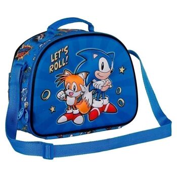Sega-Sonic Lets roll-Lunch Bag 3D, Bleu 3
