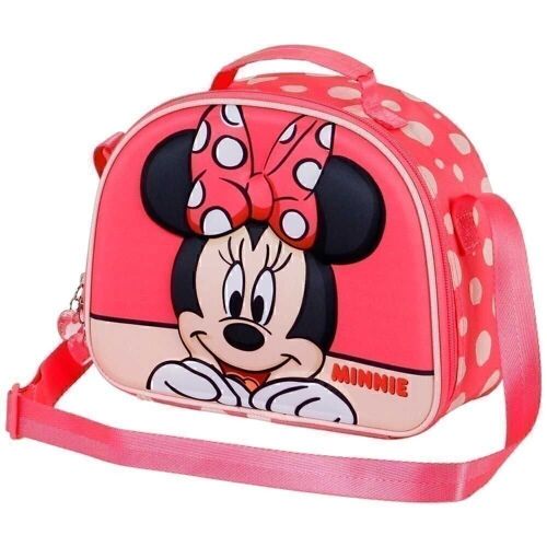 Disney Minnie Mouse Bobblehead-Bolsa Portamerienda 3D, Rosa