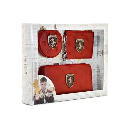 Harry Potter Emblem-Pack mit Geldbörse + Geldbörsen, Bordeaux