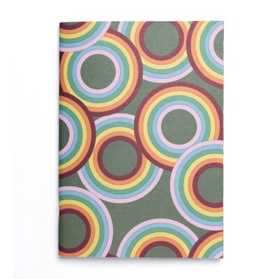 Notebook DIN A5 rainbow circles olive