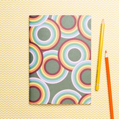 Notebook DIN A5 rainbow circles olive