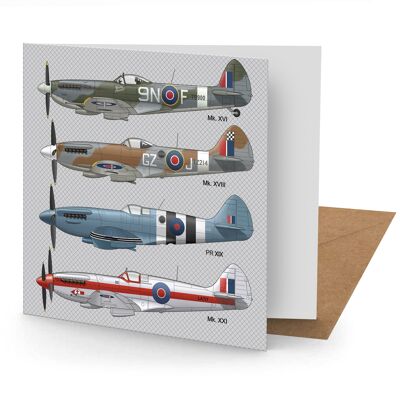 Tarjeta de felicitación Spitfire (150x150 en blanco)