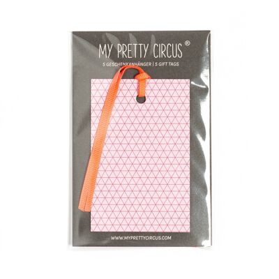 5 gift tags triangles pink