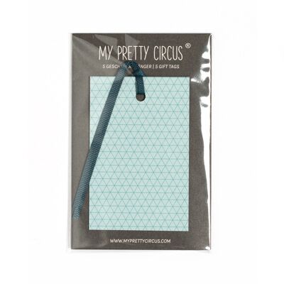 5 gift tags "triangles" turquoise