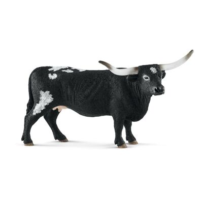 SCHLEICH Farm World Texas Longhorn Mucca Figura Giocattolo, Nero/Bianco, da 3 a 8 Anni (13865)