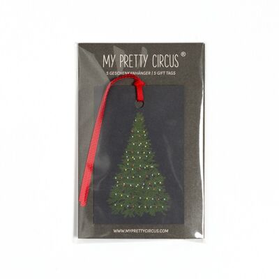 5 "Christmas tree" gift tags, dark blue