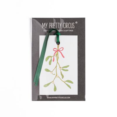 5 "Mistletoe" Mint gift tags