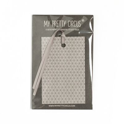 5 gift tags "triangles" brown
