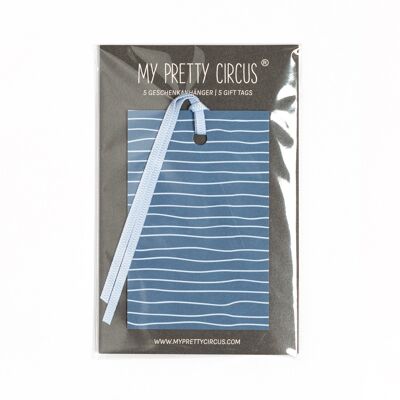5 gift tags "water" blue