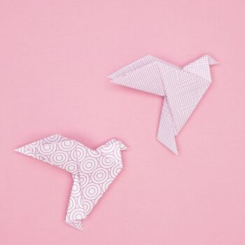 Papier origami pour décorations de Pâques bricolage modernes - papier kraft recto-verso avec cercles roses et motif maille, 25 feuilles, 15cm - papier recyclé 3