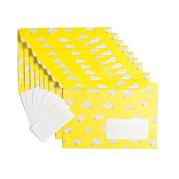 8 enveloppes en papier avions jaune 2