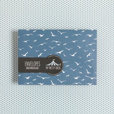 8 envelopes birds blue