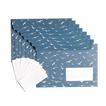 8 enveloppes oiseaux bleu 2