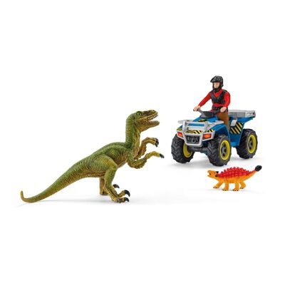 SCHLEICH Dinosaurs Quad Escape from Velociraptor Spielzeug-Spielset, 4 bis 10 Jahre, Mehrfarbig (41466)