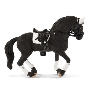 SCHLEICH Horse Club Frisian Stallion Riding Tournament Toy Figure, Nero, da 5 a 12 anni (42457)