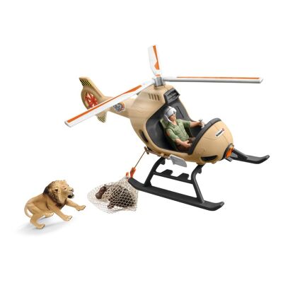 SCHLEICH Wild Life Hélicoptère de sauvetage d'animaux avec figurines et accessoires (42476)