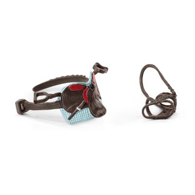 SCHLEICH Horse Club Saddle & Bridle for Hannah & Cayenne Toy Figure Accessory Set, Multi-colour, 5 to 12 Years (42489)