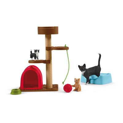 SCHLEICH Farm World Playtime for Cute Cats Set de jeu, 3 à 8 ans, Multicolore (42501)