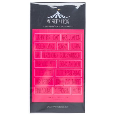 Adesivo "Congratulazioni" quadrato neon rosa # 7 - Tedesco