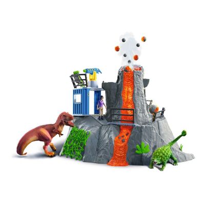 SCHLEICH Dinosaur Volcano Expedition Base Camp Toy Playset, Unisex, Da 4 a 10 Anni, Multicolore (42564)