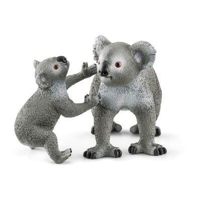 SCHLEICH Wild Life Koala - Set di personaggi giocattolo per madre e bambino, da 3 a 8 anni, grigio (42566)