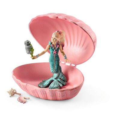 SCHLEICH Bayala Mermaid with Baby Seal in Shell Toy Playset, 5 to 12 Years, Multicolore (70564)