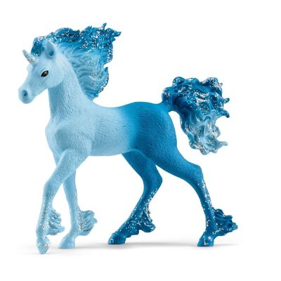 SCHLEICH Bayala Elementa Water Flames Unicorn Fohlen Spielfigur, 5 bis 12 Jahre, Blau (70758)