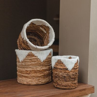 cesta | cesta de plantas | Cesta de almacenamiento MENIK de fibra de plátano (3 tamaños)