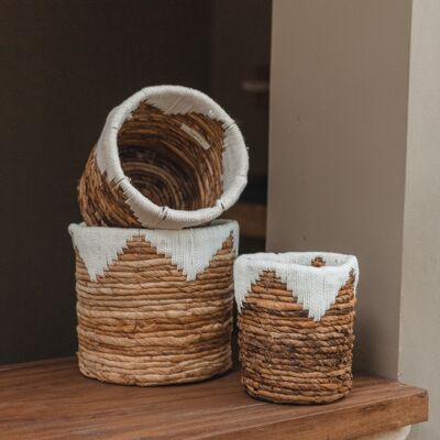 cesta | Cesta para plantas | Cesta de almacenamiento MENIK de fibra de plátano (3 tamaños)