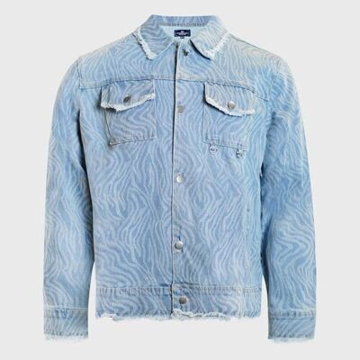 Waves Pattern Denim Jacket